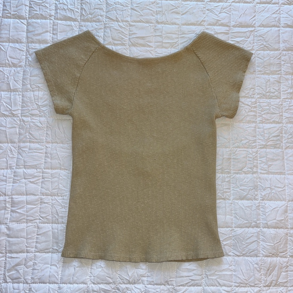 Aerie Beige Ribbed Knit Top